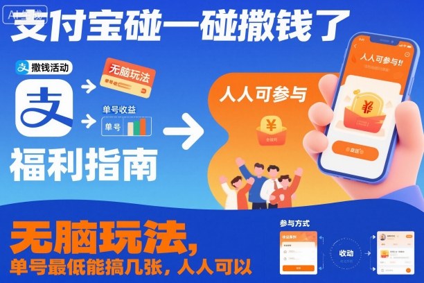 支付宝碰一碰撒钱了，无脑玩法，单号最低能搞几张，人人可以撸【揭秘】-九九网创