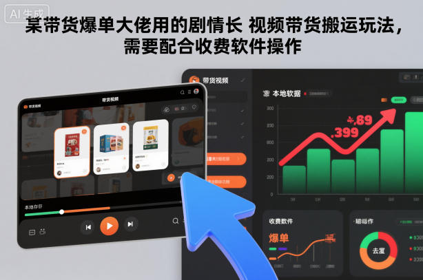 某带货爆单大佬用的剧情长视频带货搬运玩法，需要配合收费软件操作-九九网创