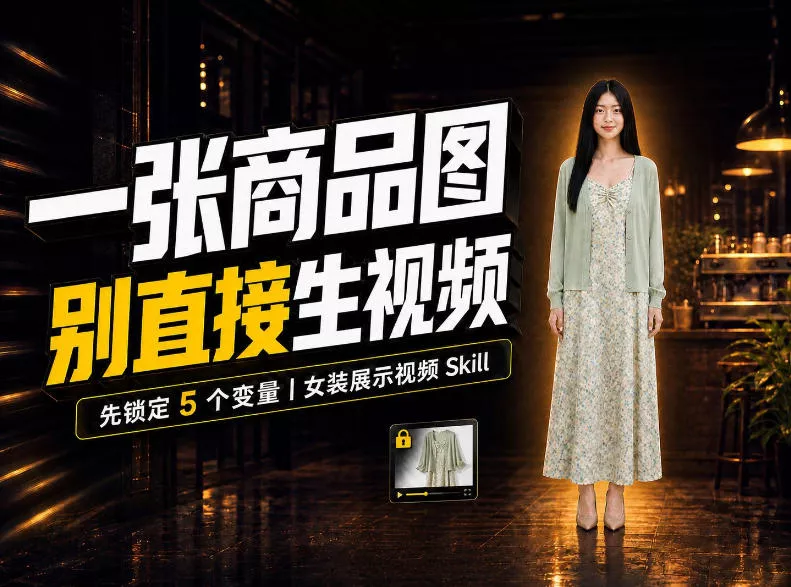 女装AI视频总翻车？问题不在提示词，女装展示视频Skill先锁定5个变量！-九九网创