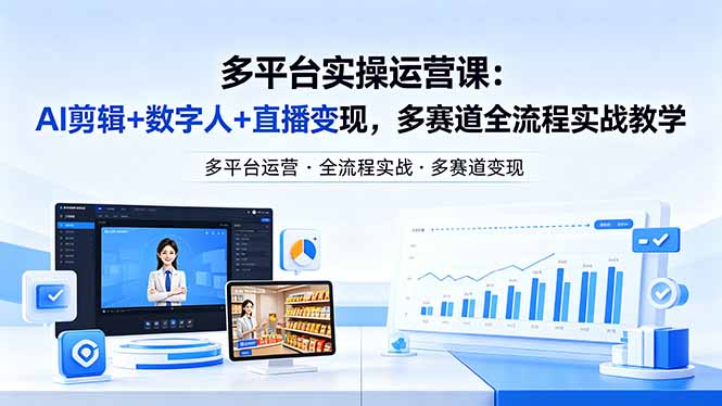 某团队多平台实操运营课-更新26年4月20：AI剪辑+数字人+直播变现，多赛道全流程实战教学-九九网创