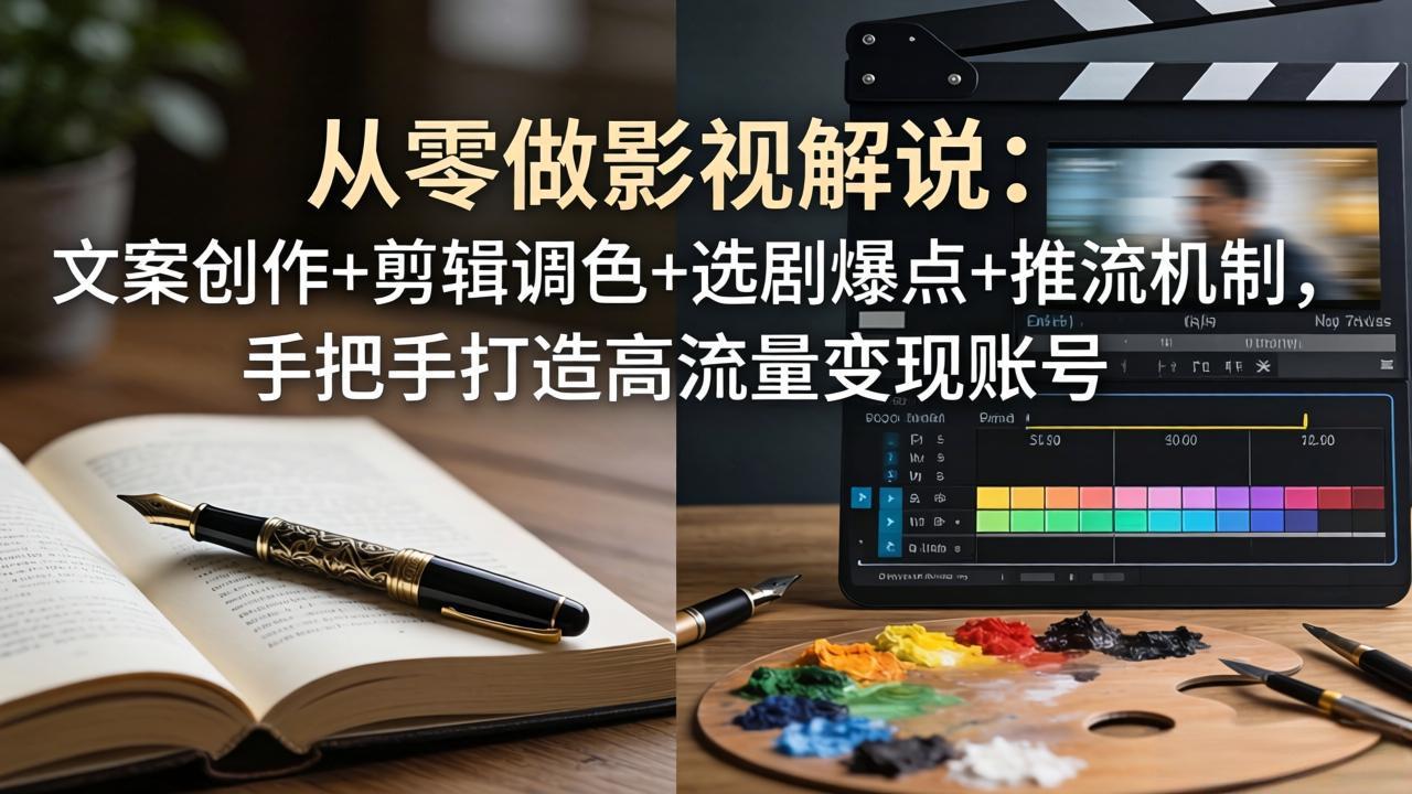 从零做影视解说：文案创作+剪辑调色+选剧爆点+推流机制，手把手打造高流量变现账号-九九网创