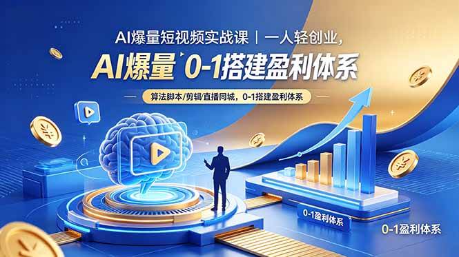(18652期)AI爆量短视频实战课|一人轻创业,算法脚本剪辑直播同城,0-1搭建盈利体系-九九网创