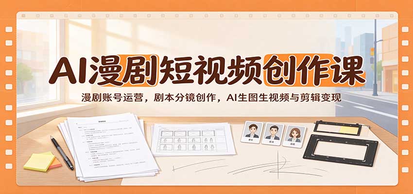 AI漫剧短视频创作课:漫剧账号运营,剧本分镜创作,AI生图生视频与剪辑变现-九九网创