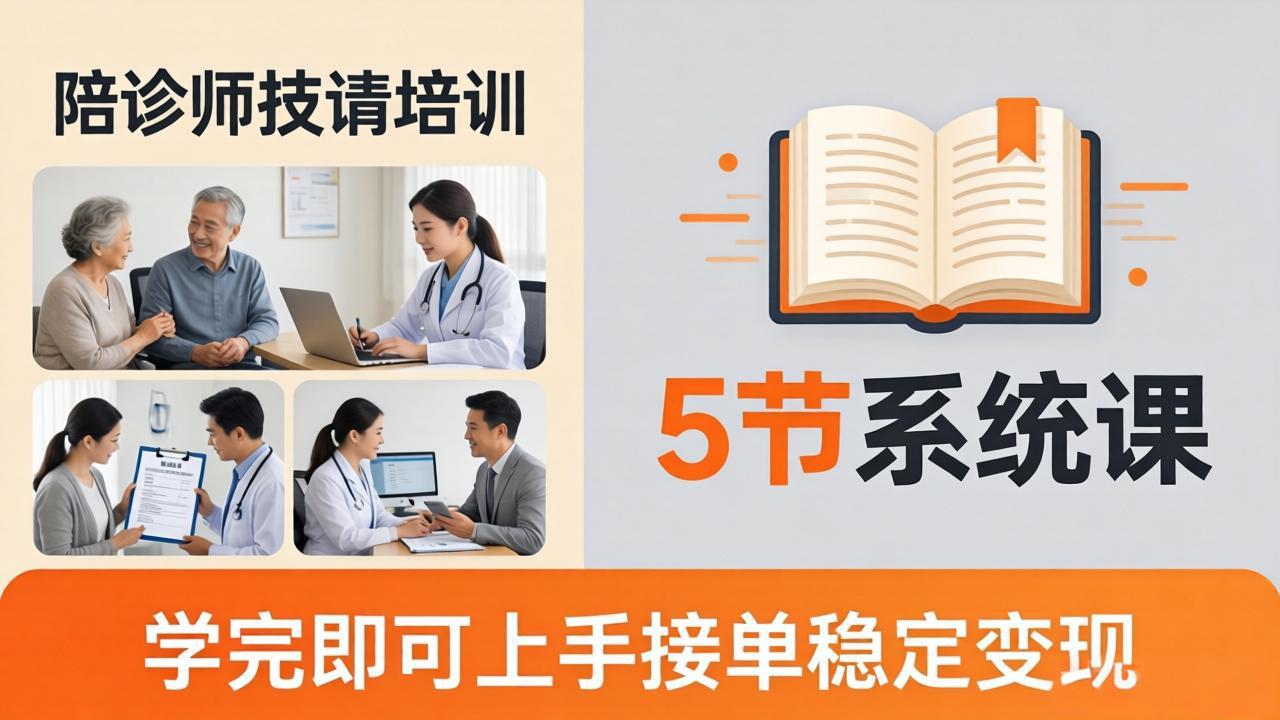想做陪诊师不知从何下手？5节系统课教你掌握核心技能，学完即可上手接单稳定变现-九九网创