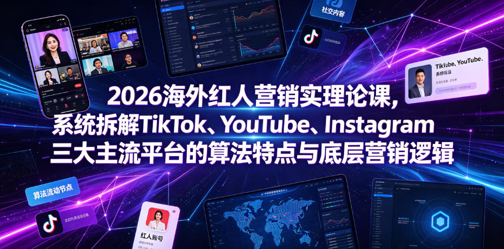 2026海外红人营销实理论课,系统拆解TikTok、YouTube、Instagram三大主流平台的算法特点与底层营销逻辑 2026海外红人营销实理论课,系统拆解TikTok、YouTube、Instagram三大主流平台的算法特点与底层营销逻辑