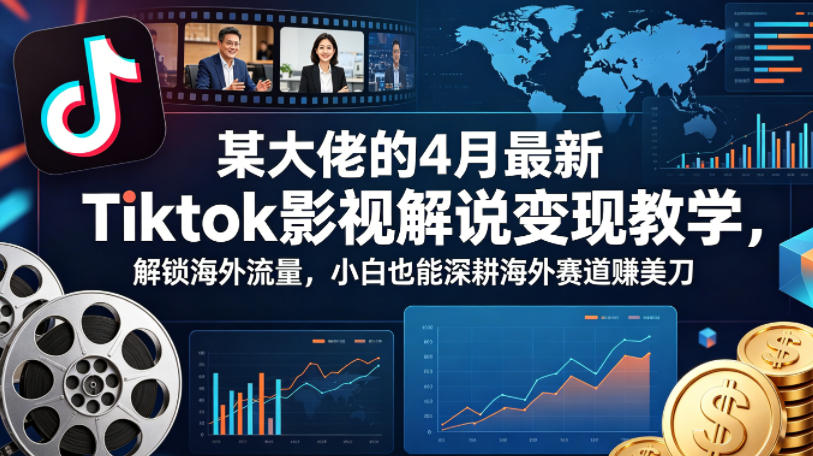 某大佬的4月最新Tiktok影视解说变现教学，解锁海外流量，小白也能深耕海外赛道賺美刀-九九网创