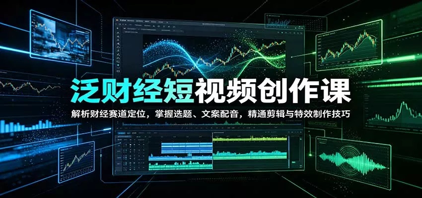 泛财经短视频创作课：解析财经赛道定位，掌握选题、文案配音，精通剪辑与特效制作技巧-九九网创