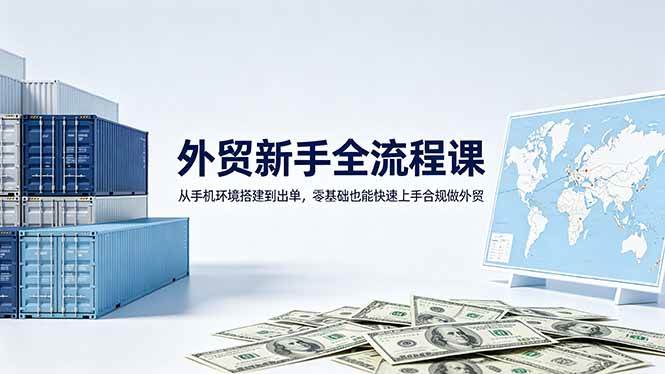 （18481期）外贸新手全流程课：从手机环境搭建到出单，零基础也能快速上手合规做外贸-九九网创