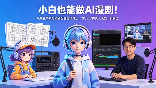 小白也能做AI漫剧！从角色场景分镜到配音剪辑导出，2D/3D/仿真人漫剧一步到位-九九网创