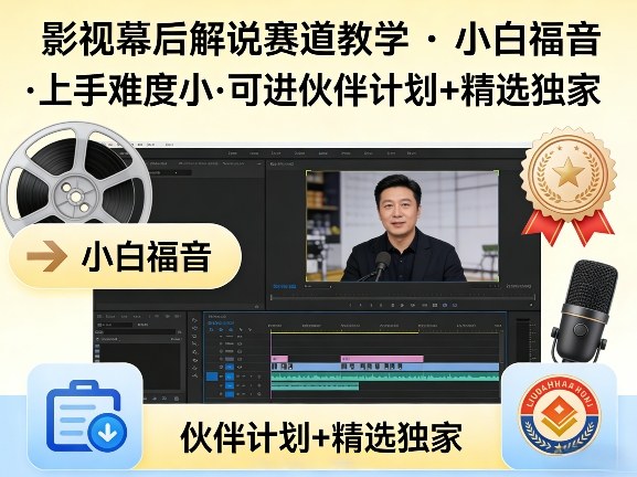 某大佬的影视幕后解说赛道教学，小白福音，上手难度小，可进伙伴计划+精选独家-九九网创