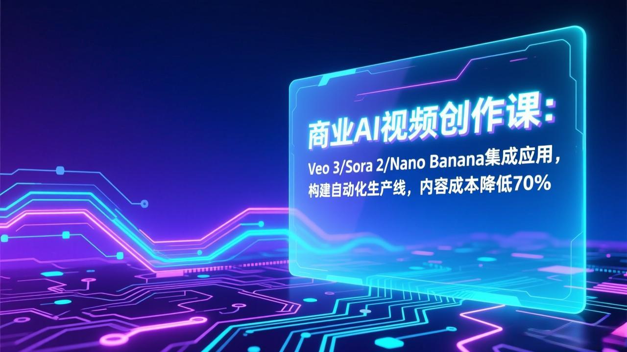 商业AI视频创作课：Veo 3/Sora 2/Nano Banana集成应用，构建自动化生产线，内容成本降低70%-九九网创