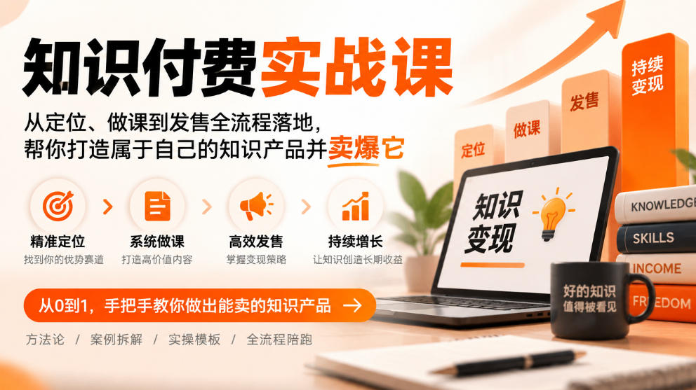 知识付费实战课：从定位、做课到发售全流程落地，帮你打造属于自己的知识产品并卖爆它-九九网创