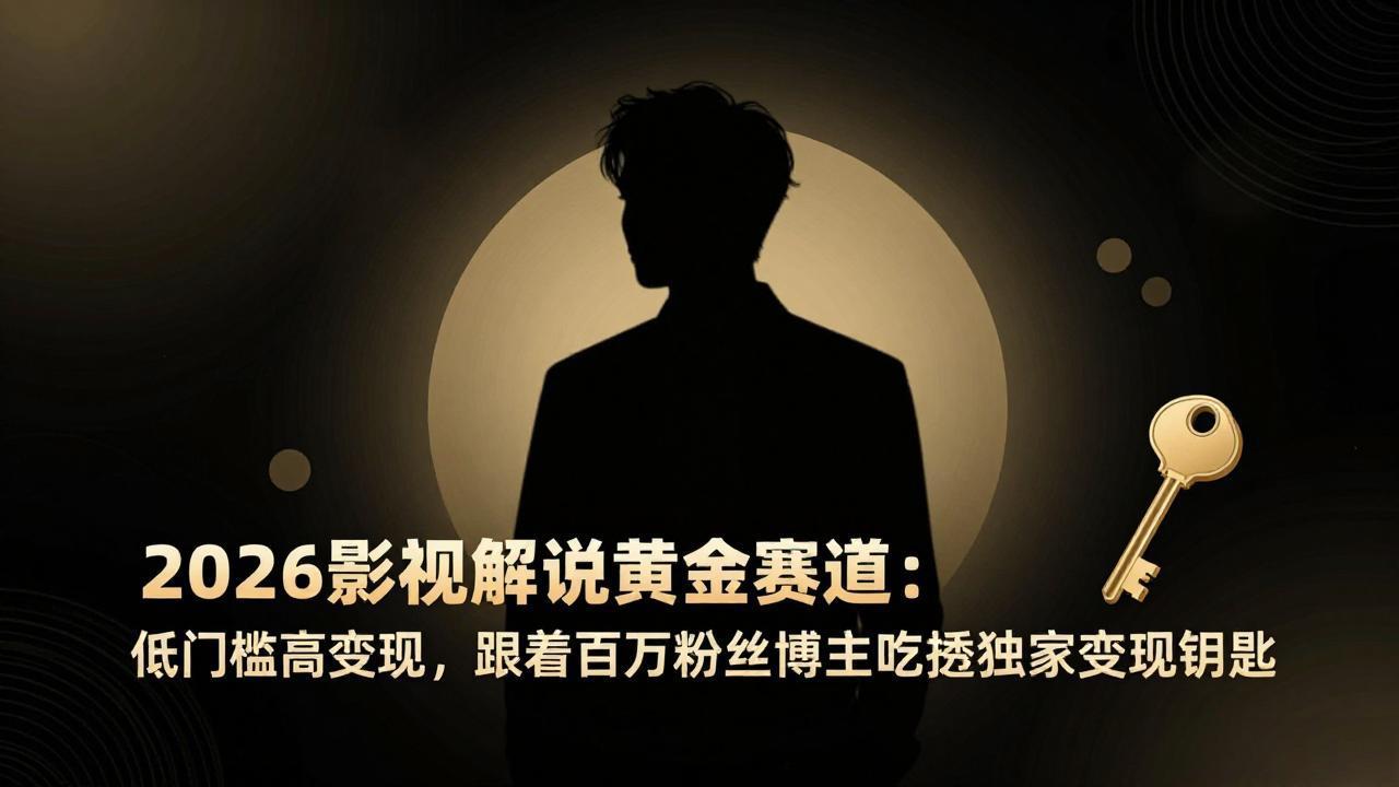 2026影视解说黄金赛道：低门槛高变现，跟着百万粉丝博主吃透独家变现钥匙-九九网创
