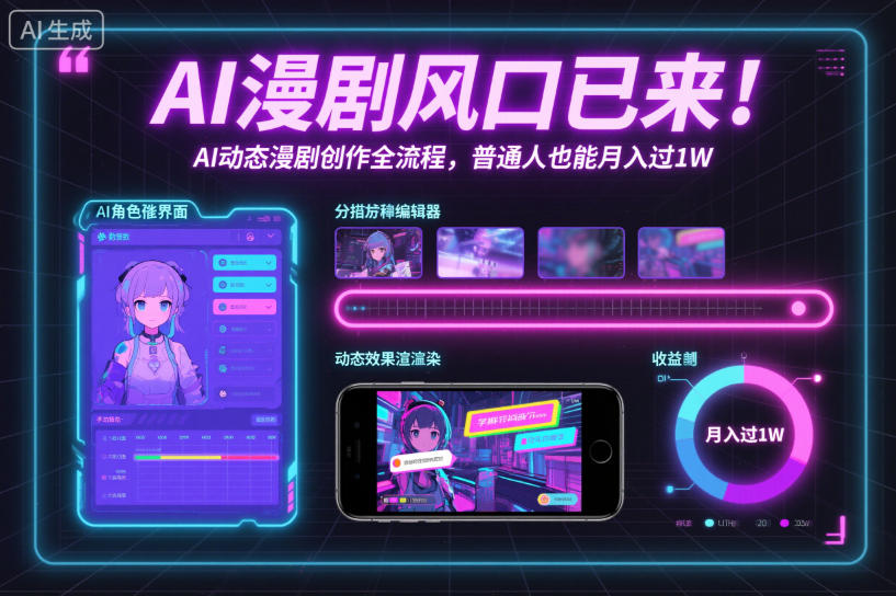 AI漫剧风口已来!AI动态漫剧创作全流程,普通人也能月入过1W-九九网创