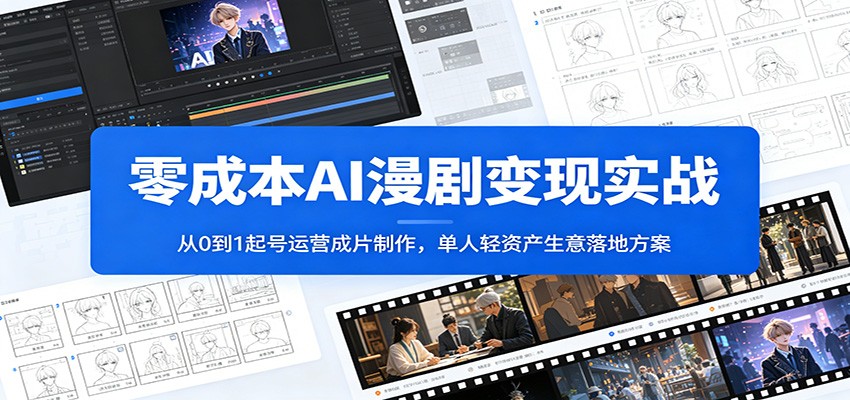 零成本AI漫剧变现实战：从0到1起号运营成片制作，单人轻资产生意落地方案-九九网创