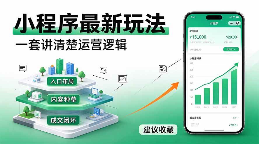 （20876期）微信小程序最新玩法 四种收益来源，单日收入400+-九九网创