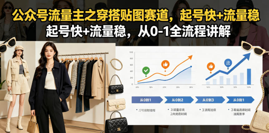 公众号流量主之穿搭贴图赛道，起号快+流量稳，从0-1全流程讲解-九九网创
