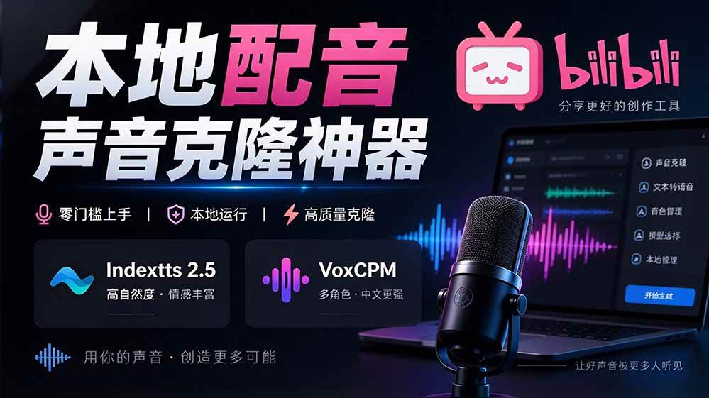 （20727期）GitHub 最新开源宝藏项目！本地配音与声音克隆能力都齐了，支持Indextts 2.5和VoxCPM等模型 yovoice-九九网创