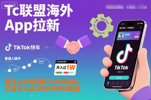 Tc联盟海外App拉新：普通人如何搭乘TikTok快车，打造月入过1W的可持续副业-九九网创
