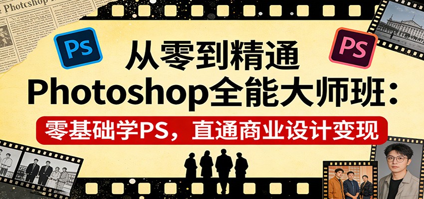 从零到精通Photoshop全能大师班：零基础学PS，直通商业设计变现-九九网创