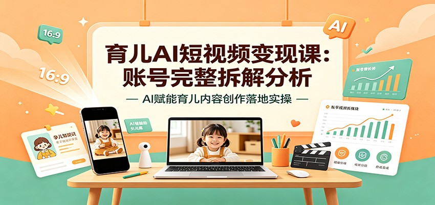 育儿AI短视频变现课：账号完整拆解分析，AI赋能育儿内容创作落地实操-九九网创