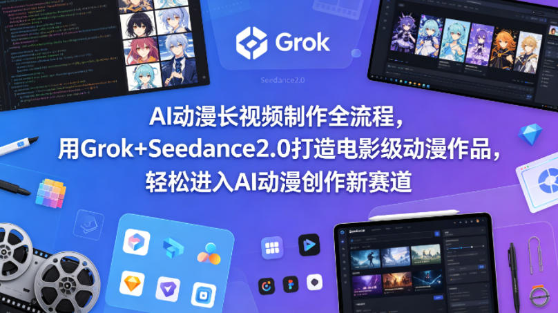 AI动漫长视频制作全流程，用Grok+Seedance2.0打造电影级动漫作品，轻松进入AI动漫创作新赛道-九九网创