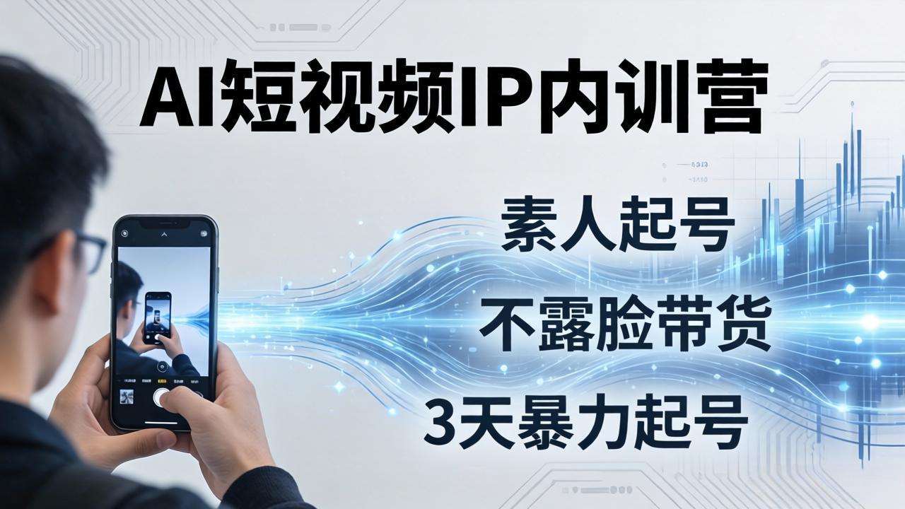 2026AI短视频IP内训营：从素人起号到不露脸带货，3天暴力起号全流程拆解-九九网创