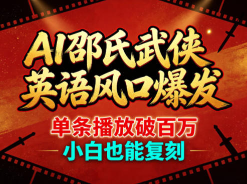 AI邵氏武侠英语风口爆发，单条播放破百万，小白也能复刻-九九网创