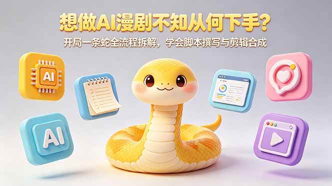 （18550期）想做AI漫剧不知从何下手？开局一条蛇全流程拆解，学会脚本撰写与剪辑合成-九九网创
