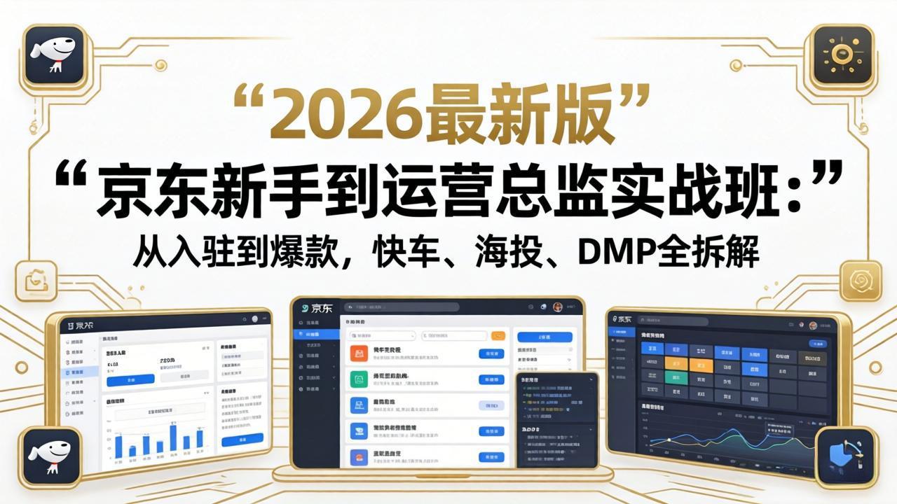 京东新手到运营总监实战班：从入驻到爆款，快车、海投、DMP全拆解，2026最新版-九九网创
