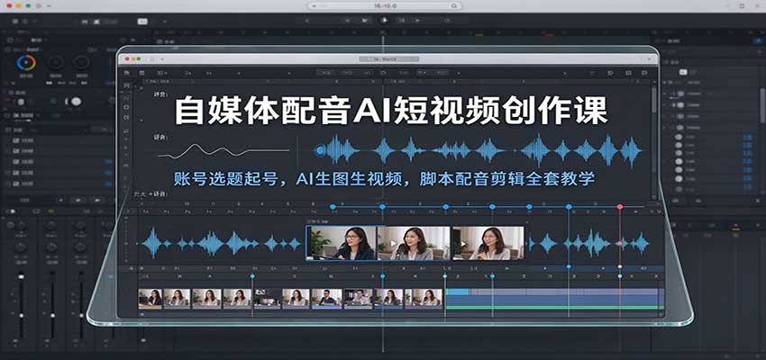 自媒体配音AI短视频创作课：账号选题起号，AI生图生视频，脚本配音剪辑全套教学-九九网创
