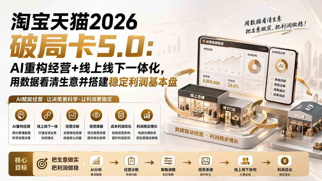 （20026期）淘宝天猫2026破局卡5.0：AI重构经营+线上线下一体化，用数据看清生意并搭建稳定利润基本盘（修复）-九九网创