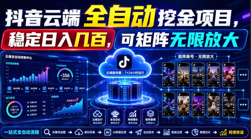 Dy云端全自动挖金项目,稳定日入几百,可矩阵无限放大! Dy云端全自动挖金项目,稳定日入几百,可矩阵无限放大!