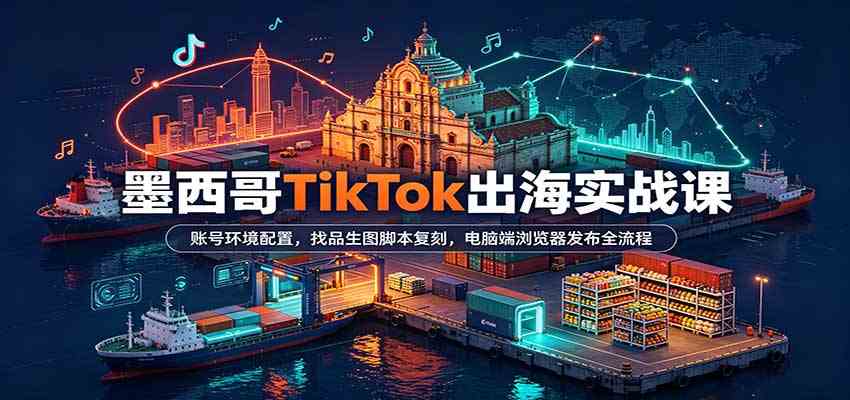 墨西哥TikTok出海实战课：账号环境配置，找品生图脚本复刻，电脑端浏览器发布全流程-九九网创