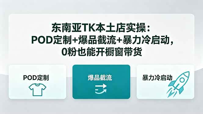 （18488期）东南亚TK本土店实操-5月更新：POD定制+爆品截流+暴力冷启动，0粉也能开橱窗带货-九九网创