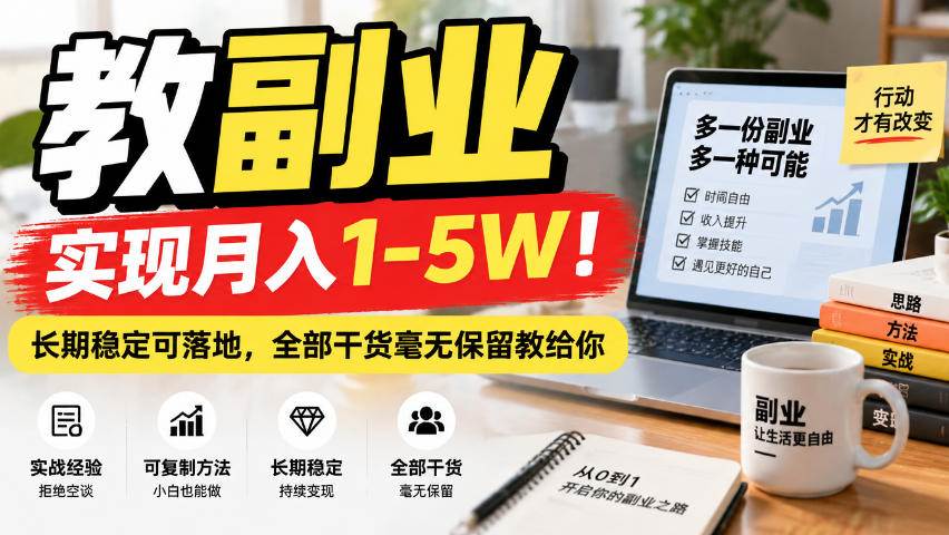 (20806期)“教副业”实现月入1-5W!长期稳定可落地,全部干货毫无保留教给你-九九网创