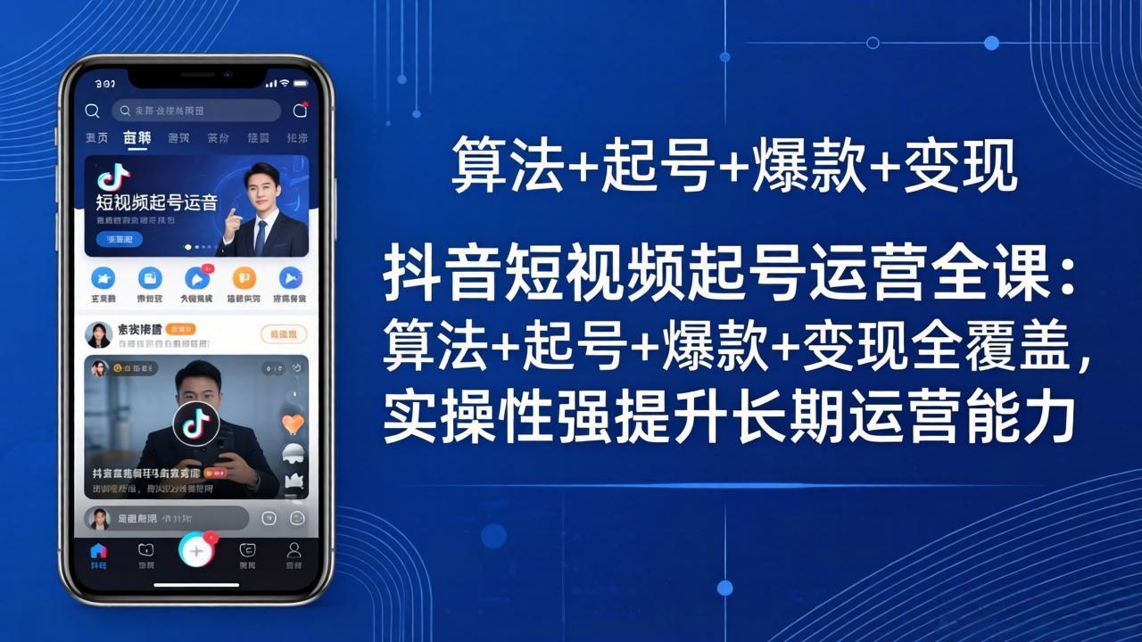 抖音短视频起号运营全课：算法+起号+爆款+变现全覆盖，实操性强提升长期运营能力-九九网创