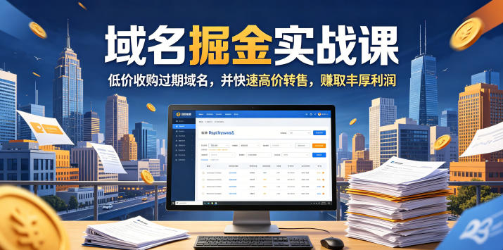 域名交易掘金实战课，低价收购过期域名，并快速高价转售，賺取丰厚利润【原创双语字幕】-九九网创