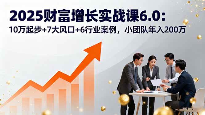 （16004期）2025财富增长实战课6.0：10万起步+7大风口+6行业案例，小团队年入200万-九九网创