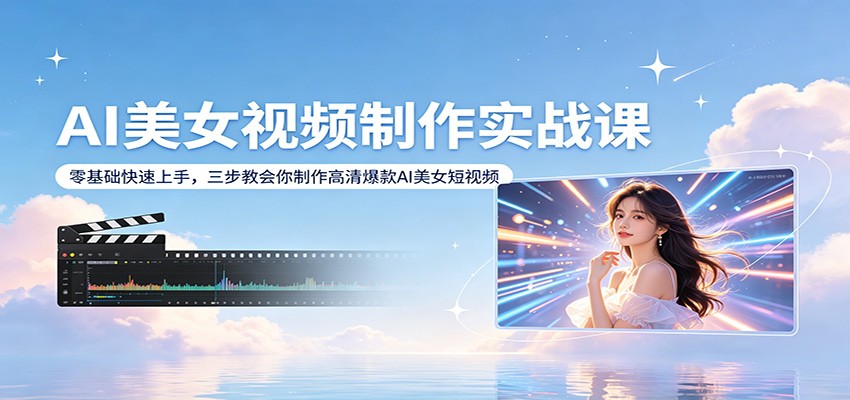 AI美女视频制作实战课：零基础快速上手，三步教会你制作高清爆款AI美女短视频-九九网创