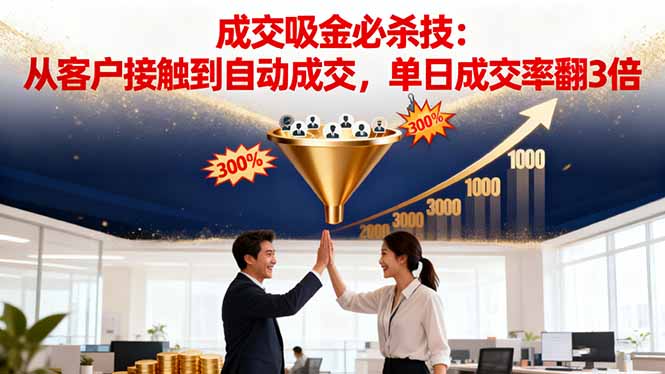 吸金成交营销必杀技：从客户接触到自动成交，单日成交率翻3倍-九九网创