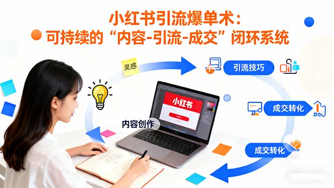 小红书引流爆单术:构建一套低成本 可持续的“内容-引流-成交”闭环系统-九九网创