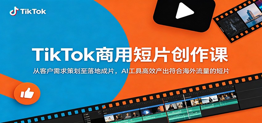 TikTok商用短片创作课：从客户需求策划至落地成片，AI工具高效产出符合海外流量的短片-九九网创