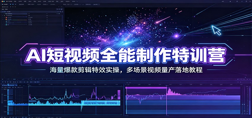 AI短视频全能制作特训营:海量爆款剪辑特效实操,多场景视频量产落地教程-九九网创