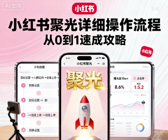 小红书聚光详细操作流程，小红书聚光从0到1速成攻略-九九网创