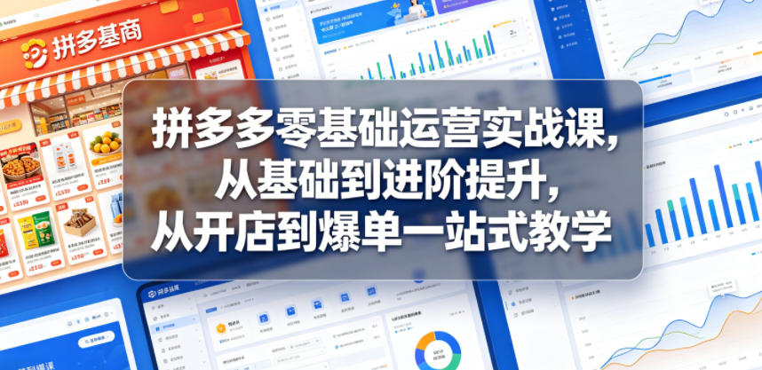 拼多多零基础运营实战课，从基础到进阶提升，从开店到爆单一站式教学-九九网创