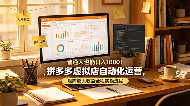 （19022期）普通人也能日入 1000！拼多多虚拟店自动化运营，矩阵放大收益全程实操流程-九九网创