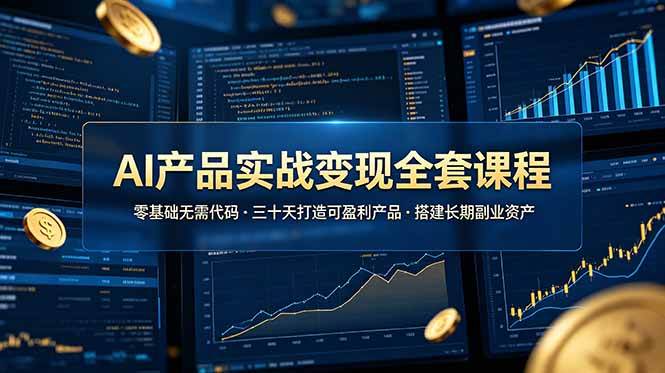 （19074期）AI产品实战变现全套课程，零基础无需代码，三十天打造可盈利产品搭建长期副业资产-九九网创