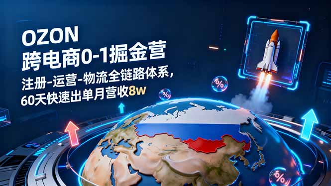 OZON跨境电商0-1掘金营：注册-运营-物流全链路体系，60天快速出单月营收8w-九九网创