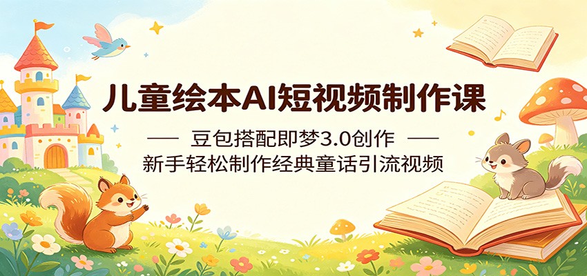 儿童绘本AI短视频制作课:豆包搭配即梦3.0创作,新手轻松制作经典童话引流视频-九九网创